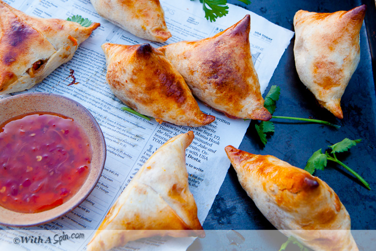 Sweet potato and cauliflower samosa by With A Spin