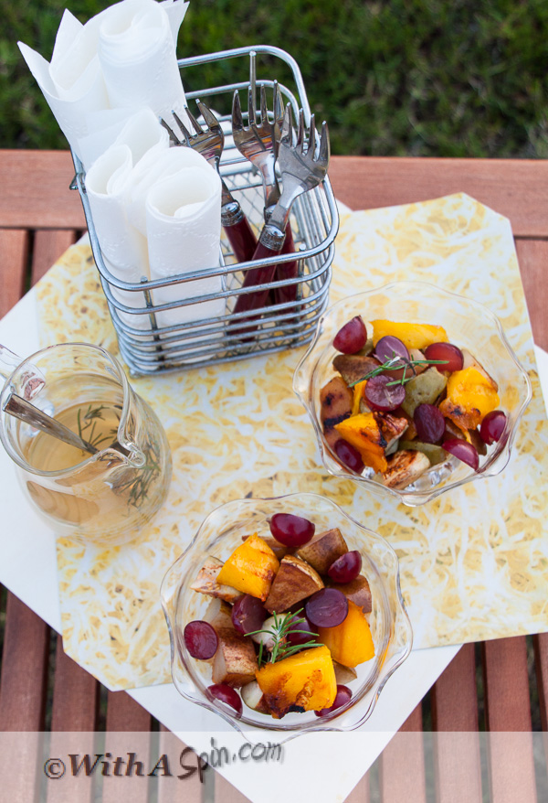 Grilled fruit salad with rosemary infused honey | With A Spin
