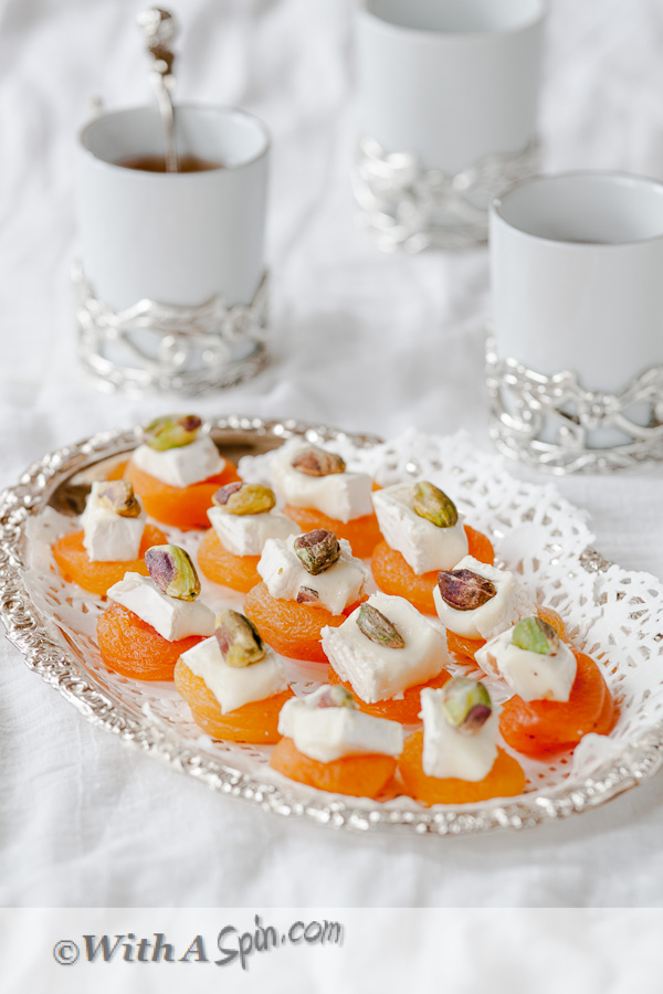 Dried apricot pistachio appetizer | www.withaspin.com 