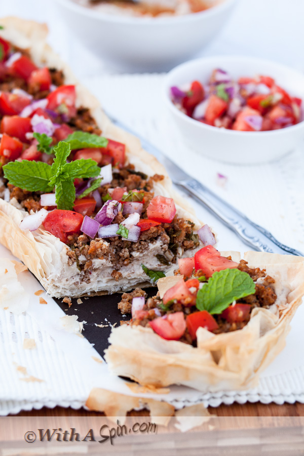Phyllo pastry Lamb and Hummus Tart | With A Spin 