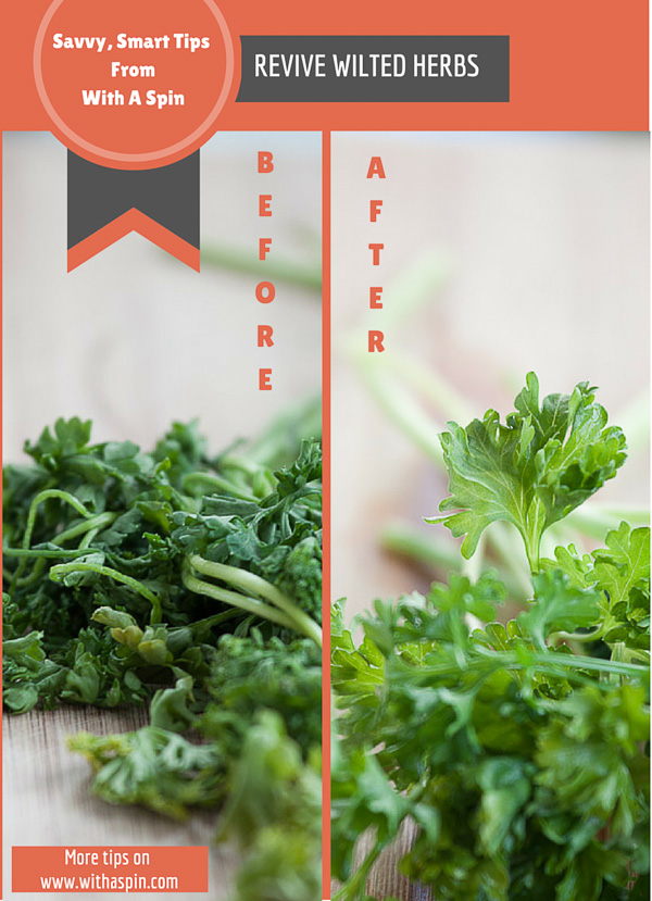 Kitchen tips - how to revive herbs | www.withaspin.com