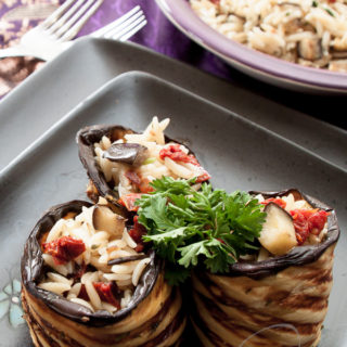 Grilled eggplant and orzo recipe