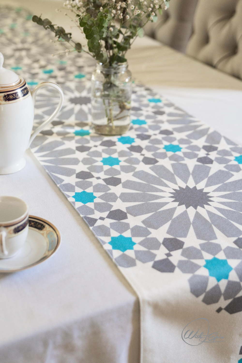 Islamic geometric pattern table runner - WithASpin